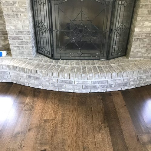 Before and after photos. This was a new install red oak 5 inch rift and quartered. Then we sand 4